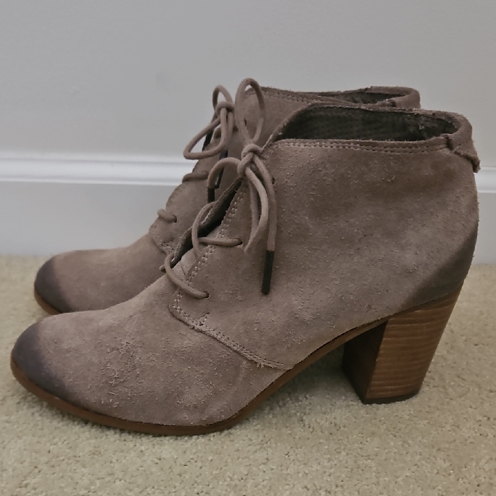 Toms Taupe Lace-Up Ankle Booties